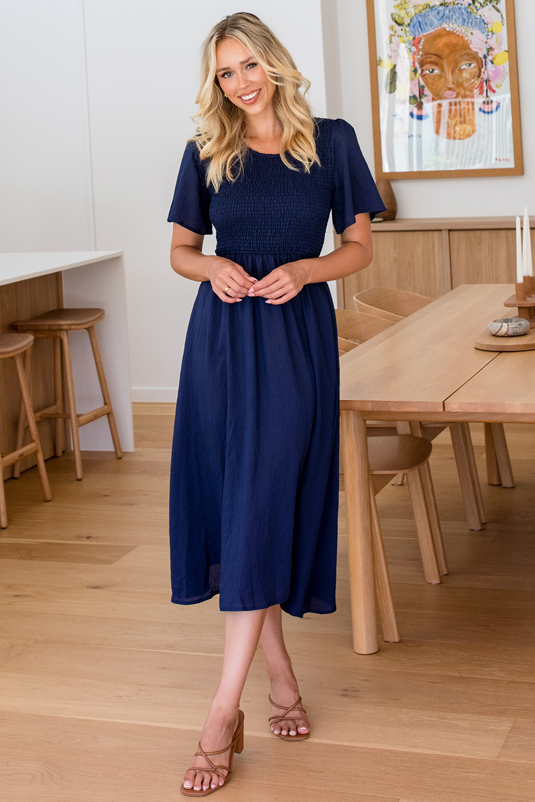 Candace Midi Dress Navy