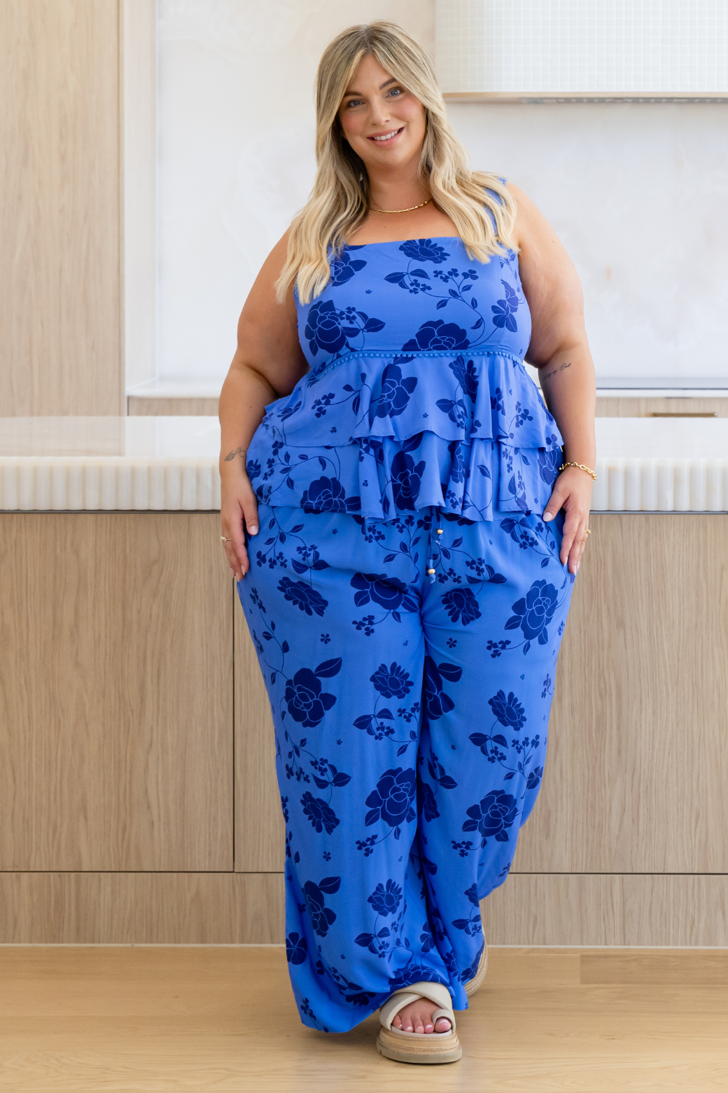 Caris Top Miley Print Blue
