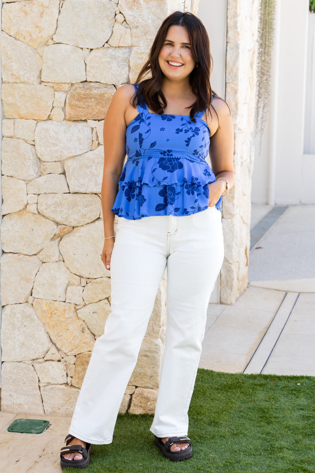 Caris Top Miley Print Blue