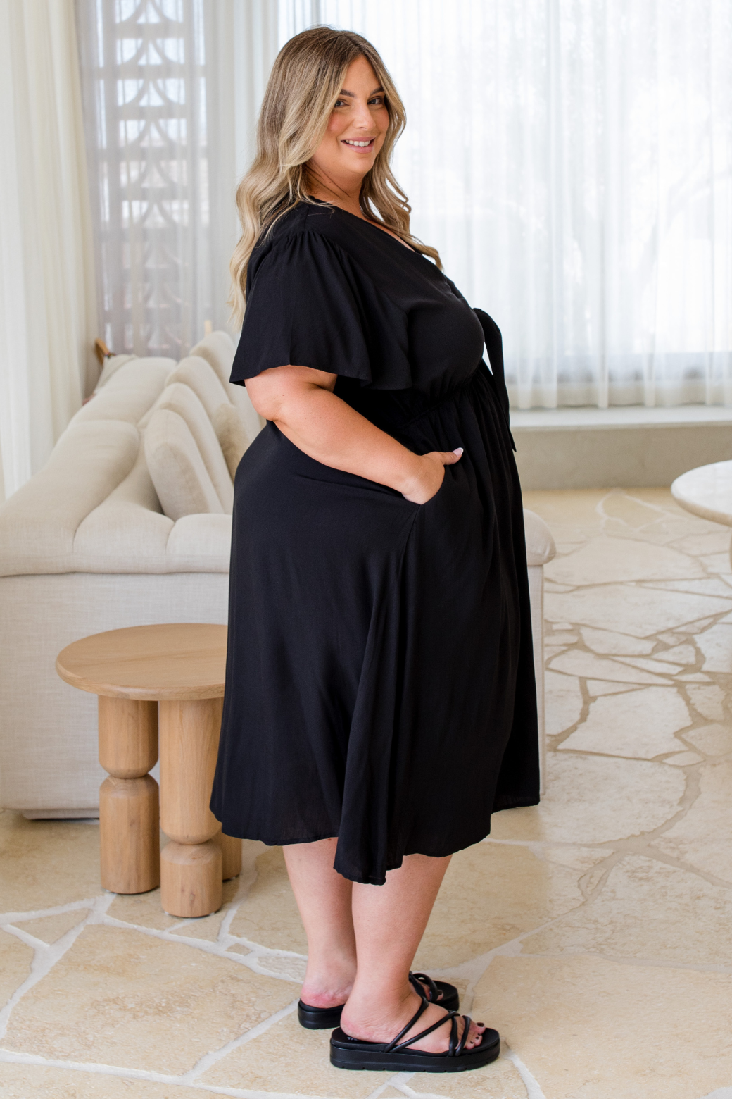 Carmen Midi Dress Black