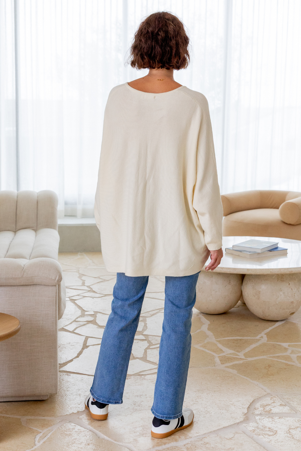Carson Wool Blend V-Neck Jumper Vanilla