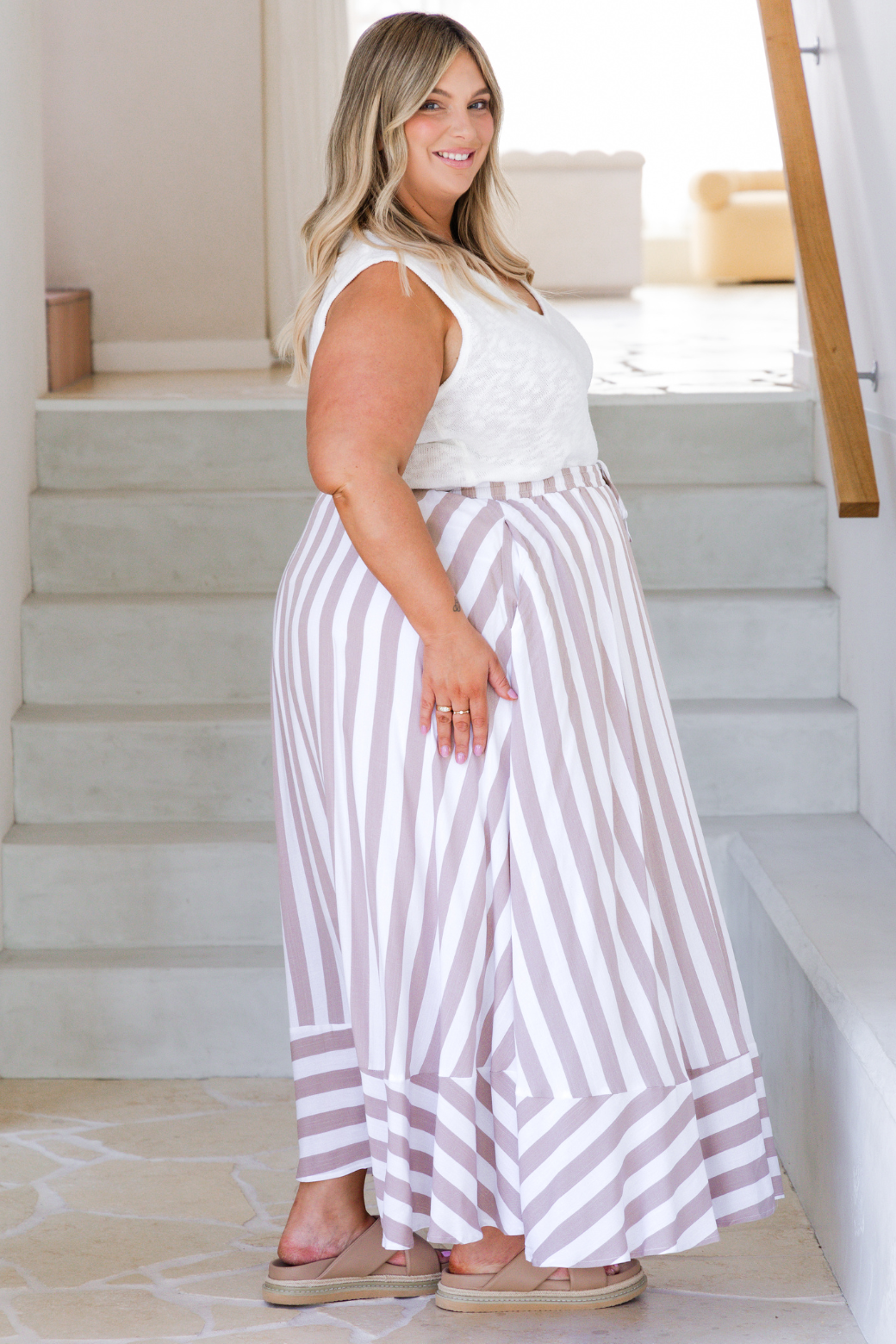 Cassie Knitted V Neck Top White
