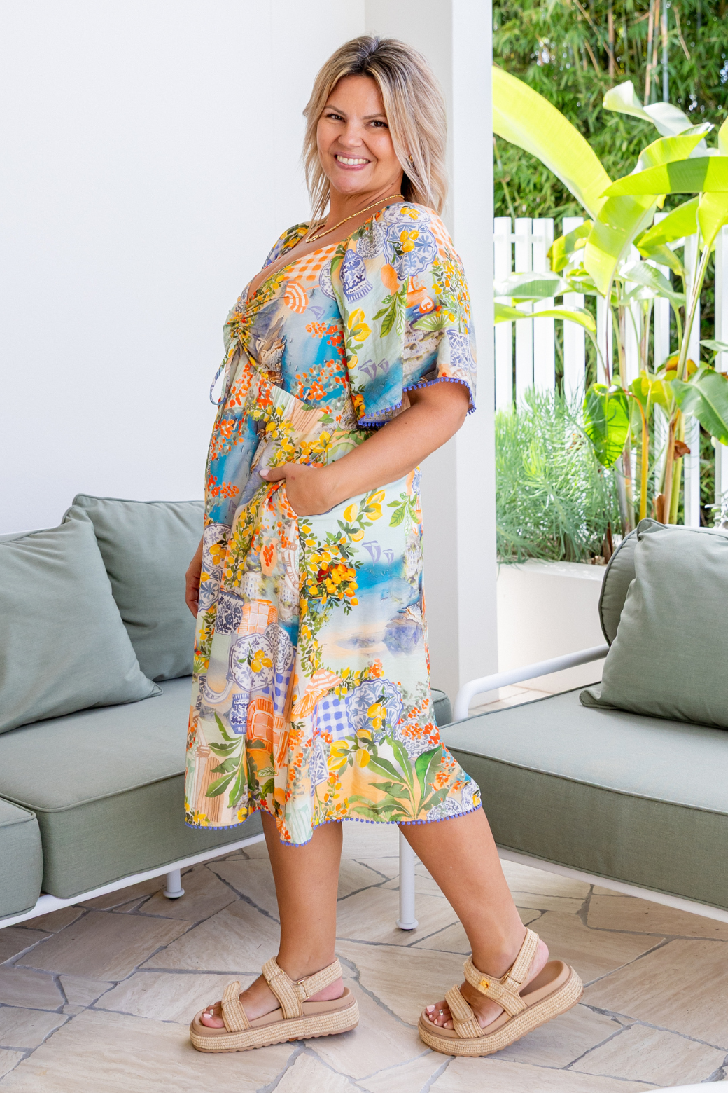 Celine Midi Dress Como Print