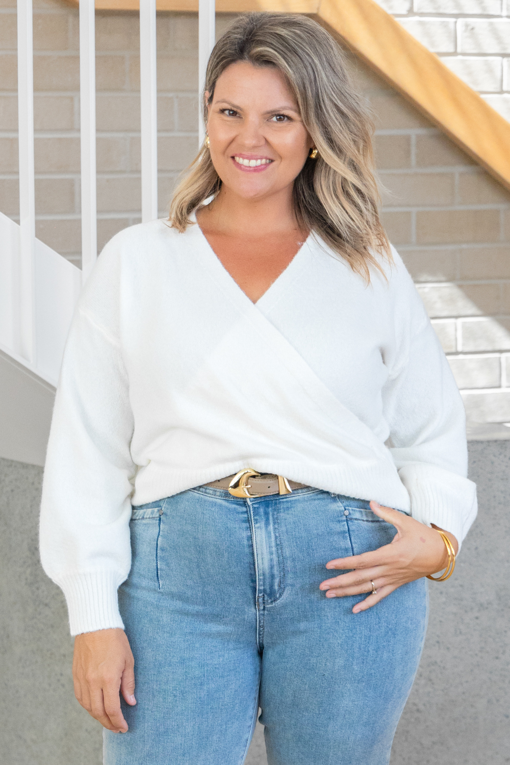 Charlotte Crossover Knit Cream