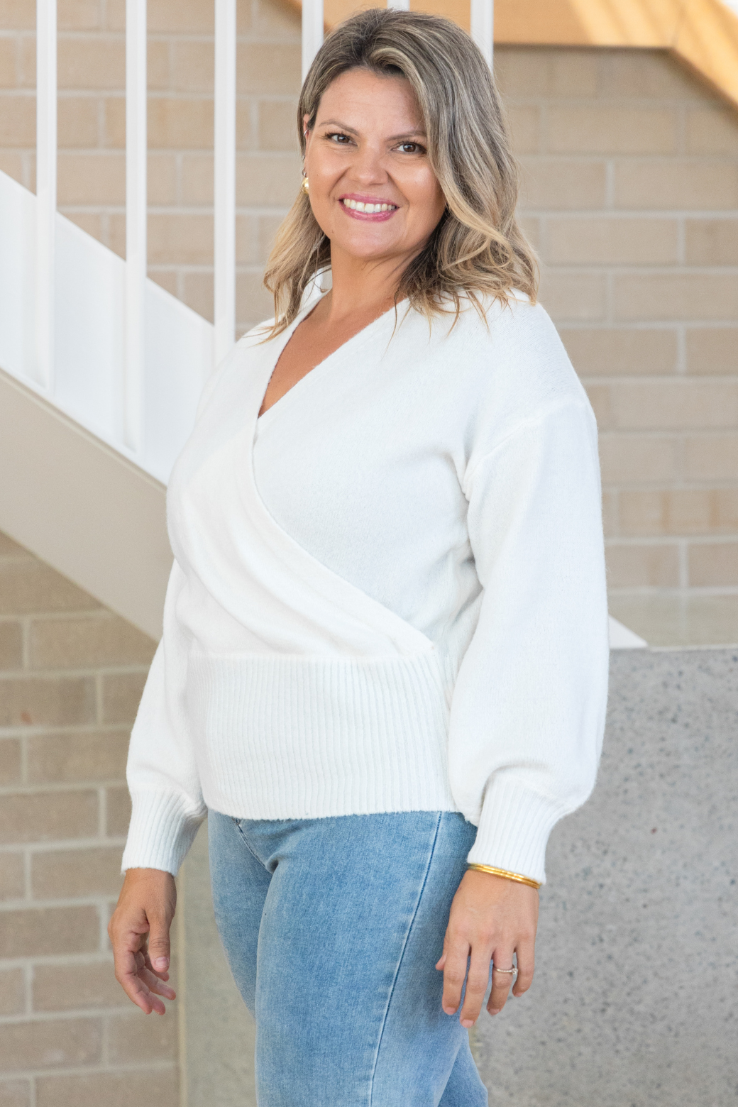 Charlotte Crossover Knit Cream