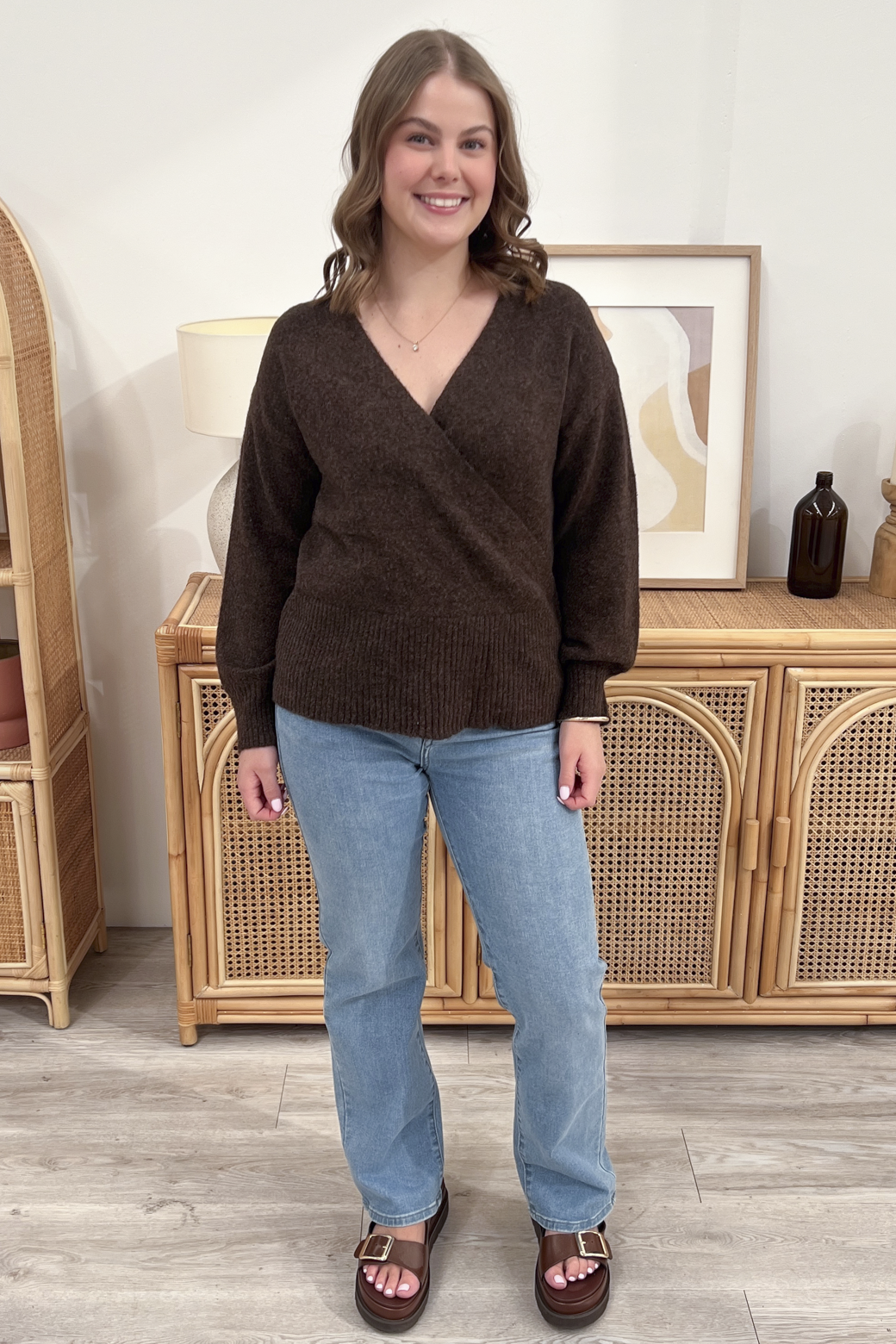 Charlotte Crossover Knit Dark Chocolate