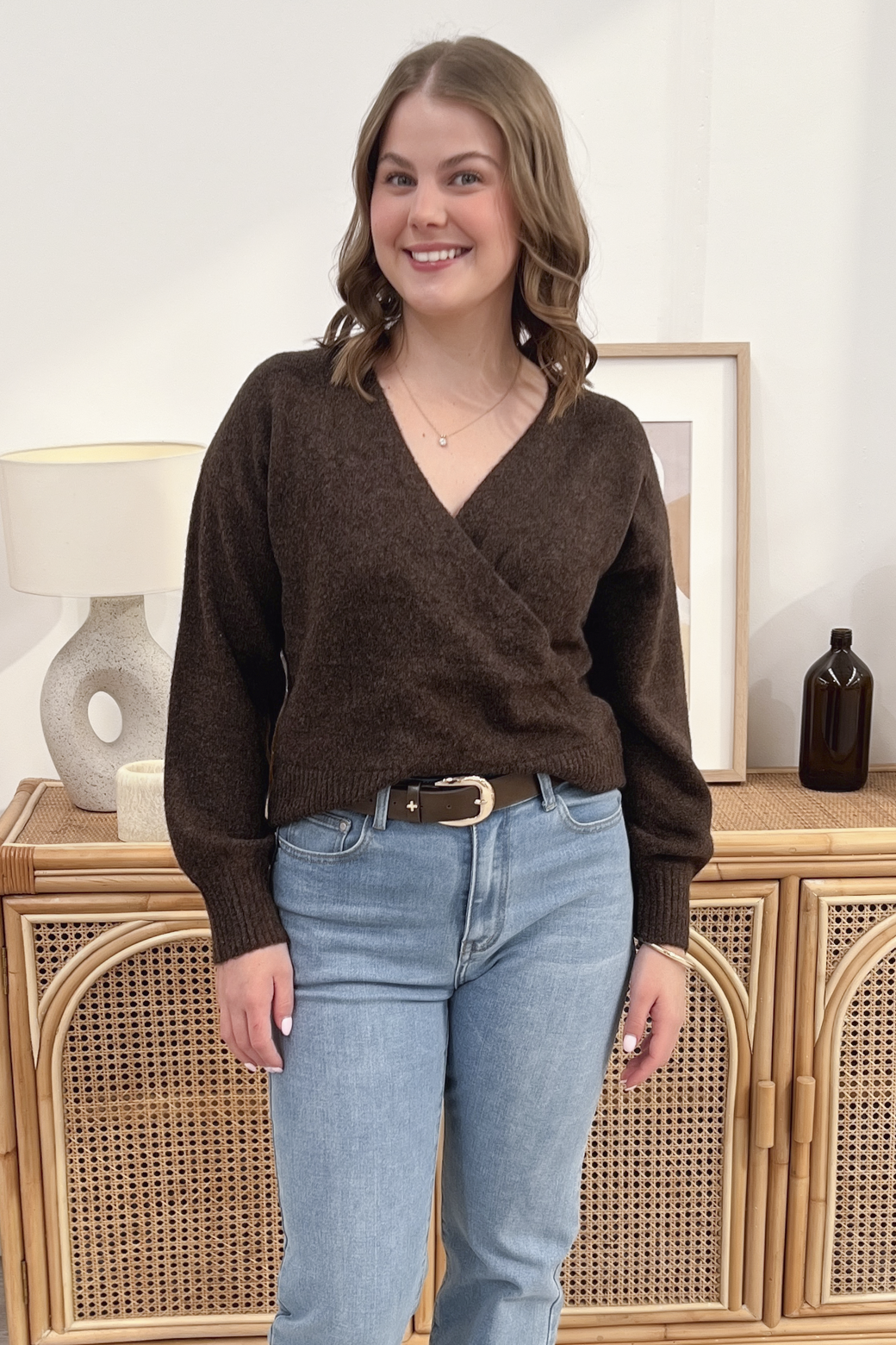 Charlotte Crossover Knit Dark Chocolate