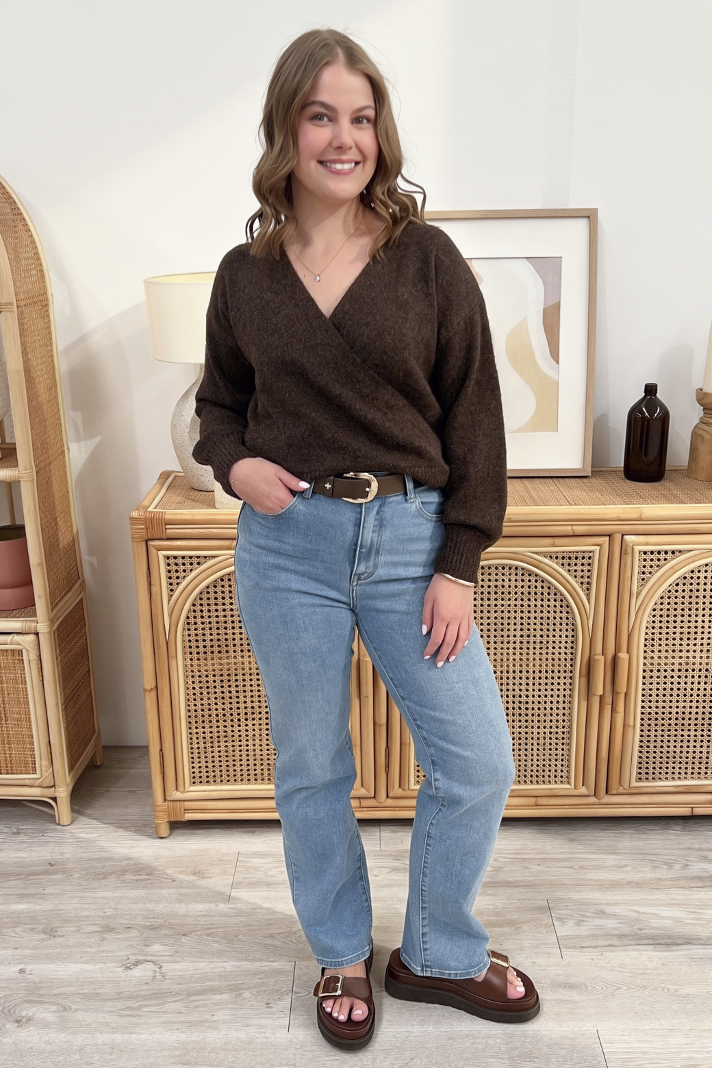 Charlotte Crossover Knit Dark Chocolate