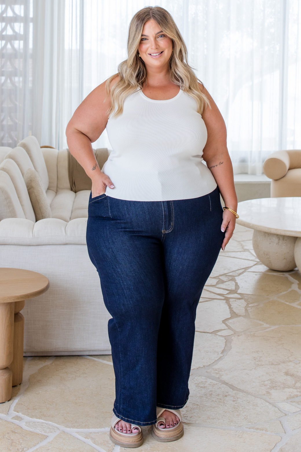 Chloe Crop Stretch Jeans Indigo