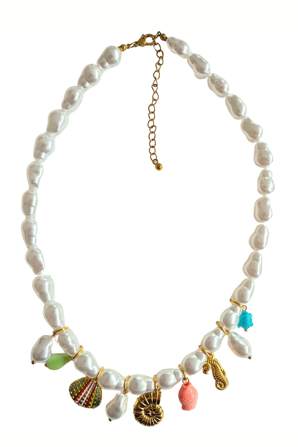 Chunky Pearl Charm Necklace