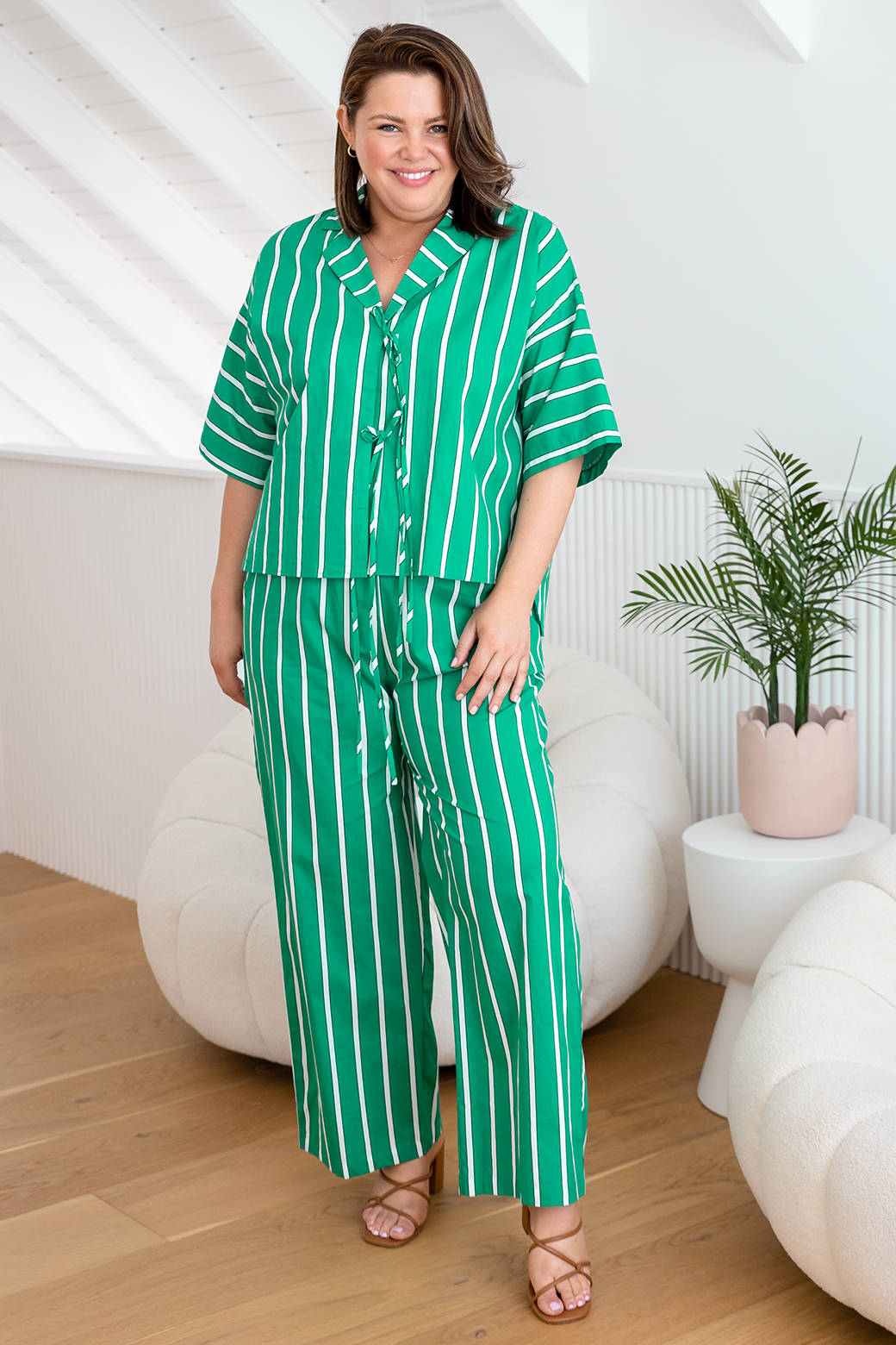 Final Sale | Cinco Pants Green Stripe