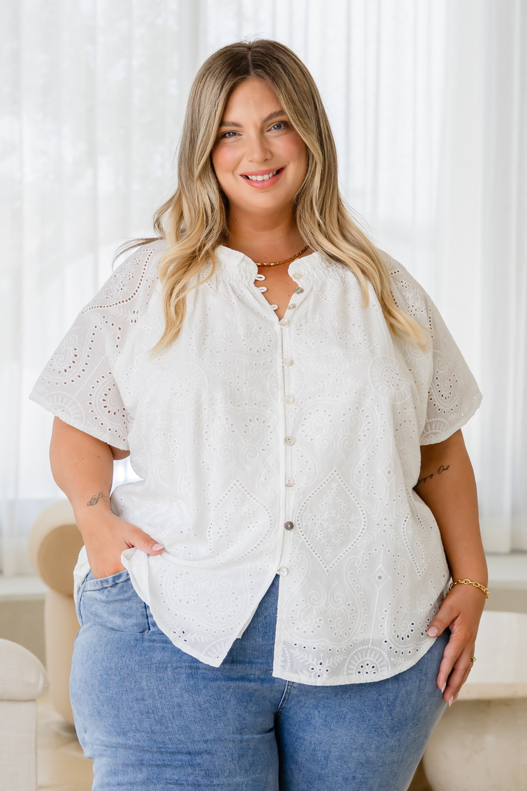 Clare Broderie Anglaise Top