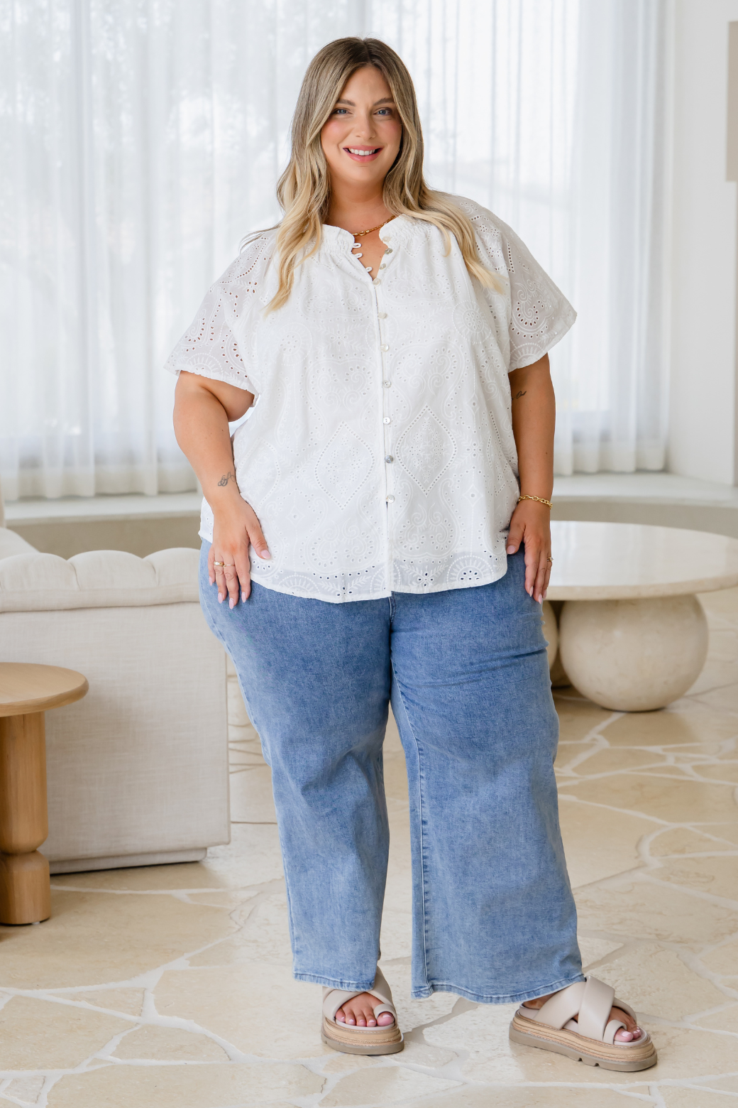 Clare Broderie Anglaise Top