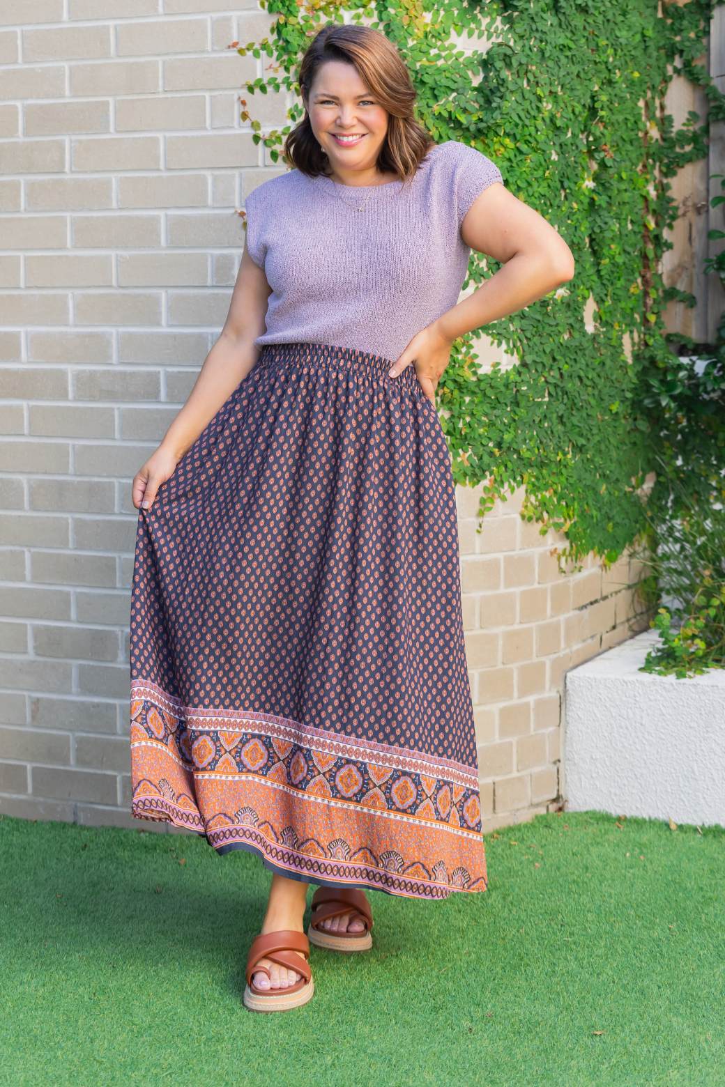Claudette Maxi Skirt Lily Print Slate
