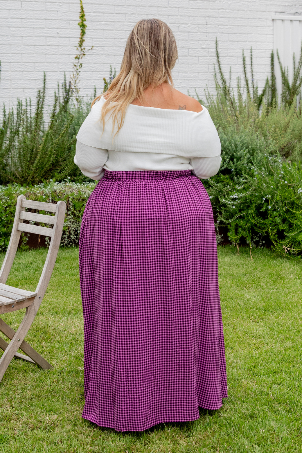 Cleo Maxi Skirt Plum Gingham