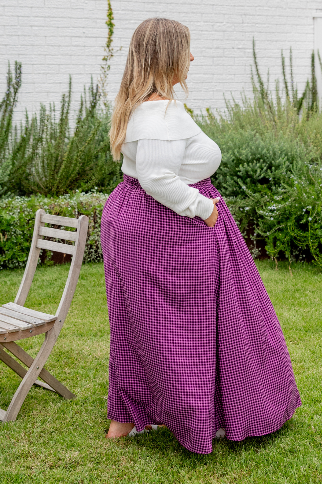 Cleo Maxi Skirt Plum Gingham