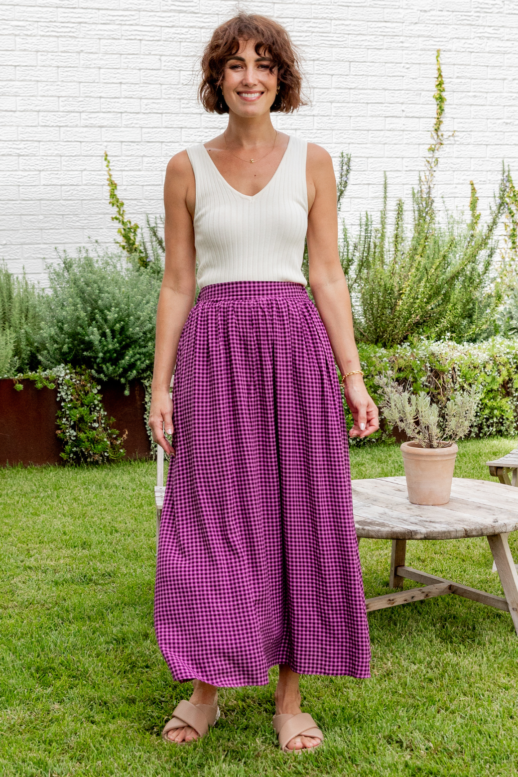 Cleo Maxi Skirt Plum Gingham