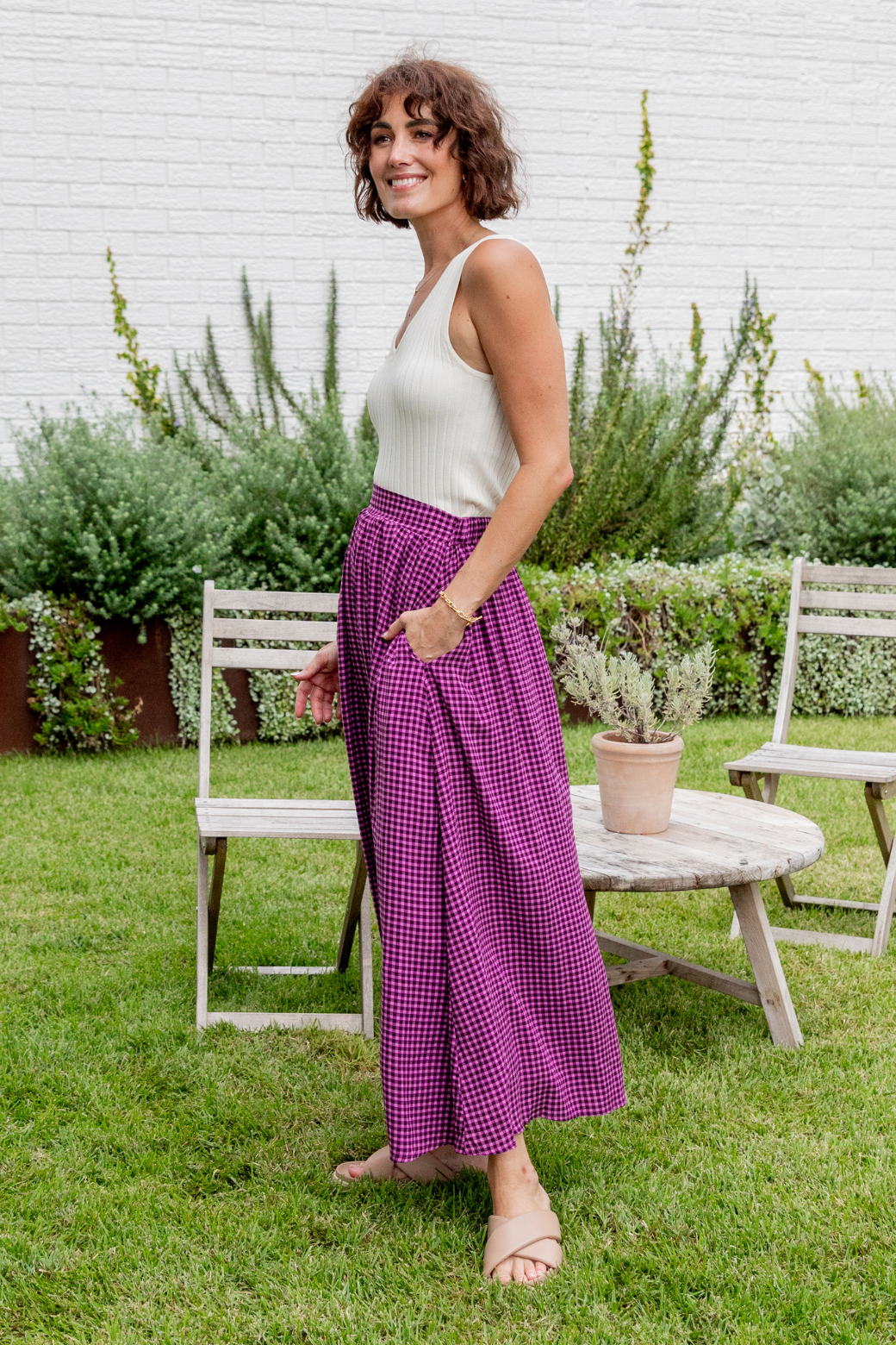 Cleo Maxi Skirt Plum Gingham
