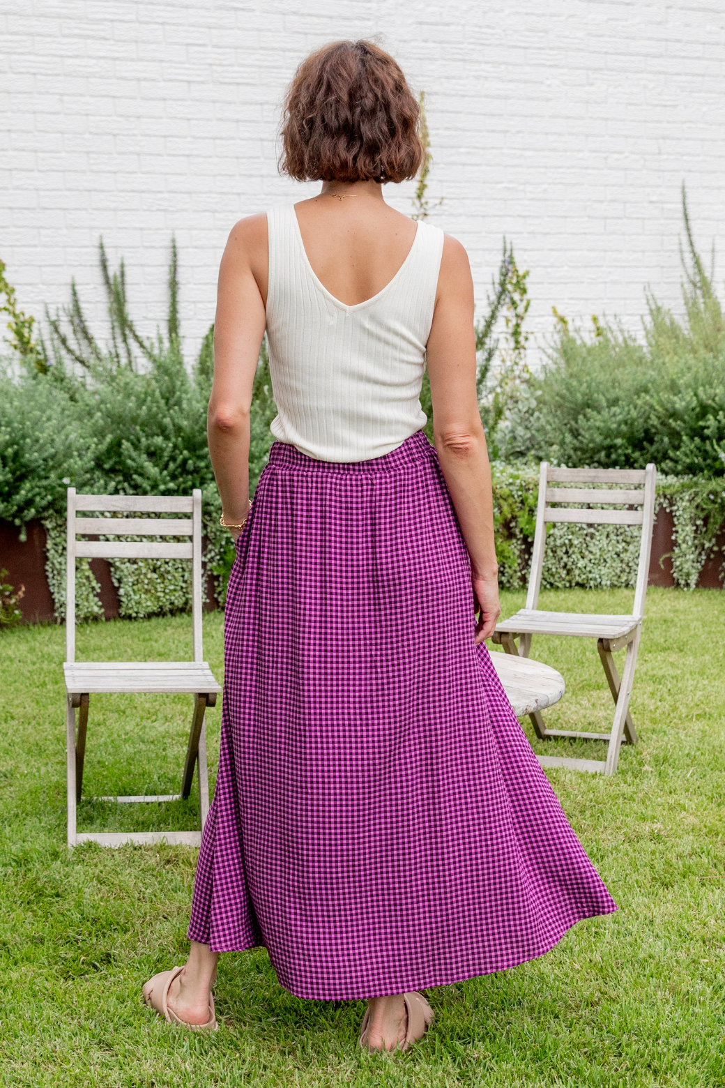 Cleo Maxi Skirt Plum Gingham