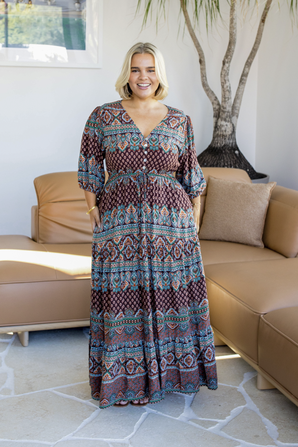 Cody Maxi Dress Lily Print Chocolate