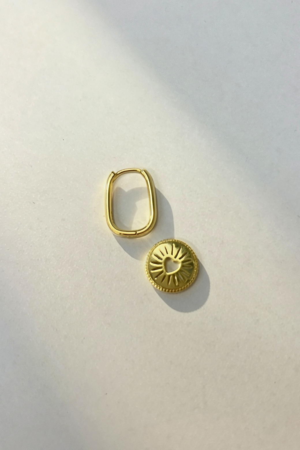 Coin Star Hoop Huggie Earrings Gold