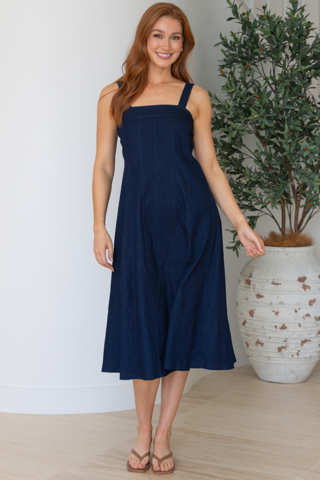 Colette Midi Denim Dress Indigo