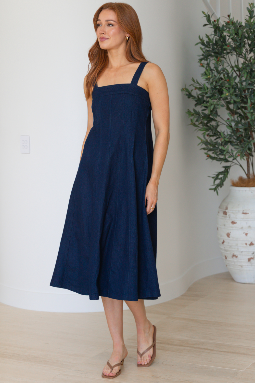 Colette Midi Denim Dress Indigo