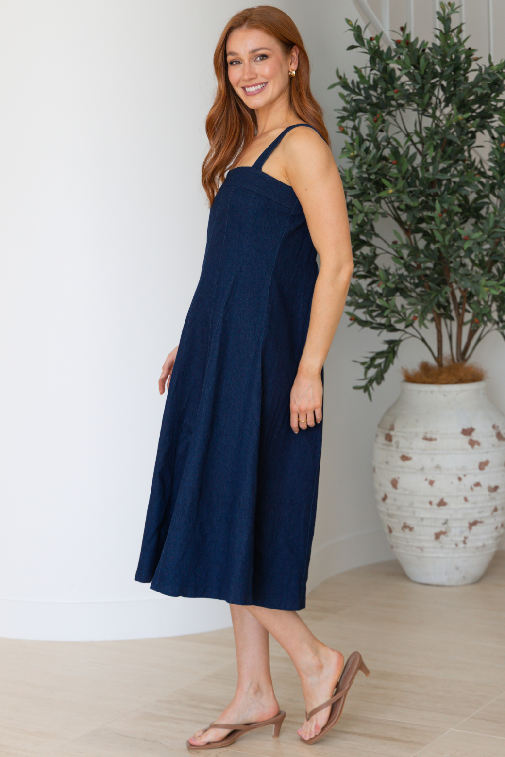 Colette Midi Denim Dress Indigo