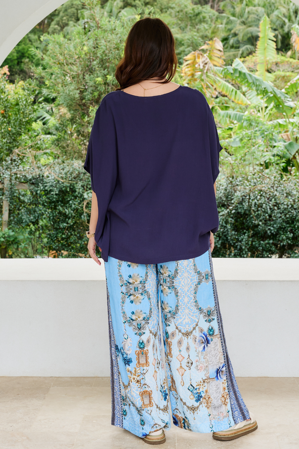 Corey V Neck Drape Top Navy