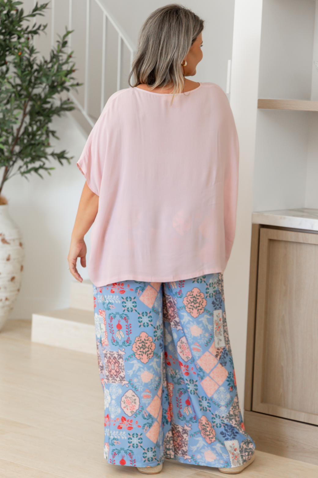 Corey V Neck Drape Top Soft Pink