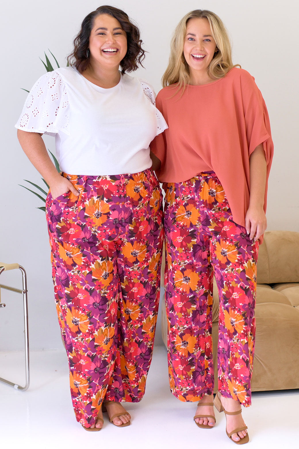 FINAL SALE | Sass Yasmin Wide Leg Pant Berry Floral Print