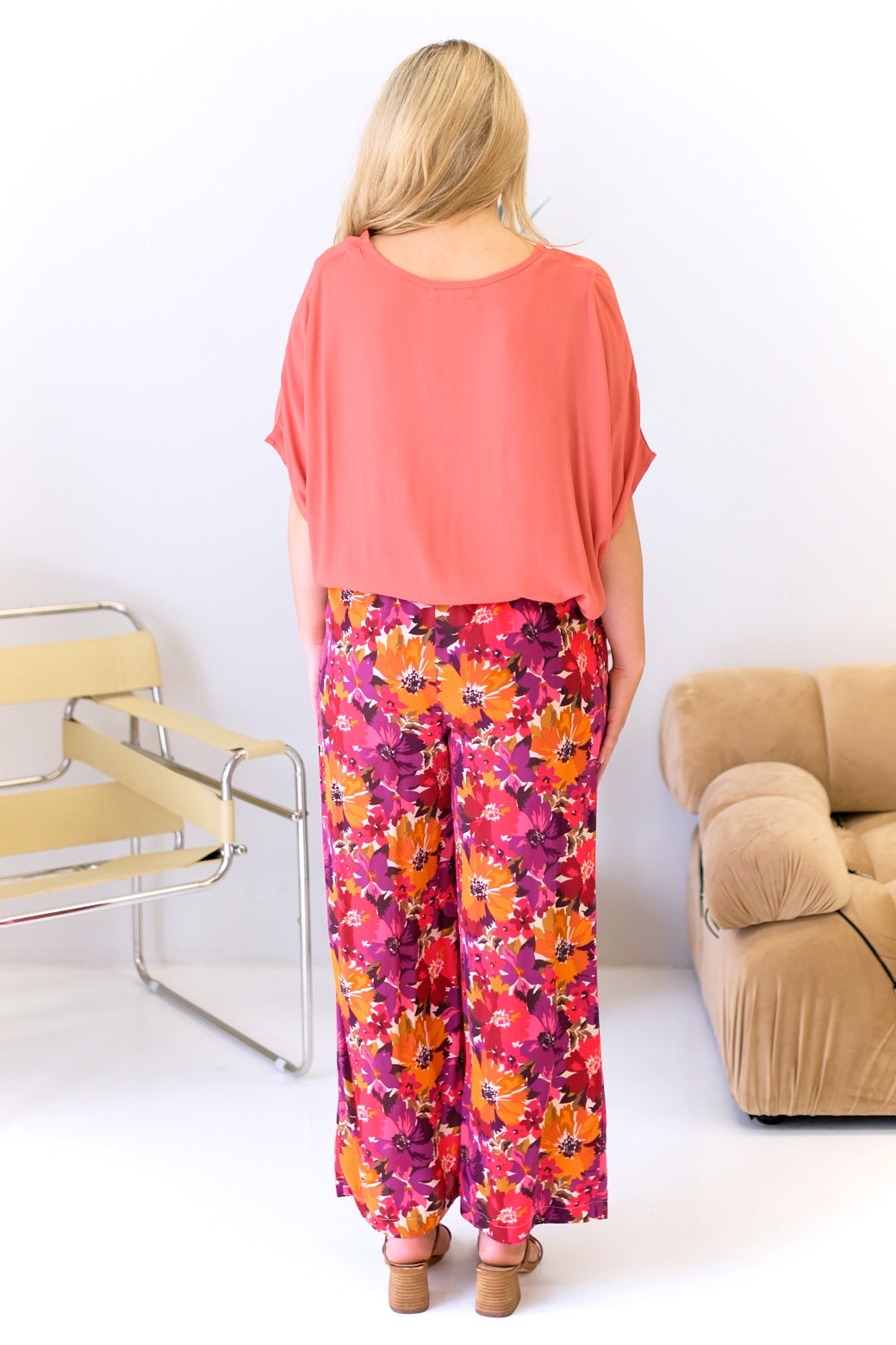 FINAL SALE | Sass Yasmin Wide Leg Pant Berry Floral Print