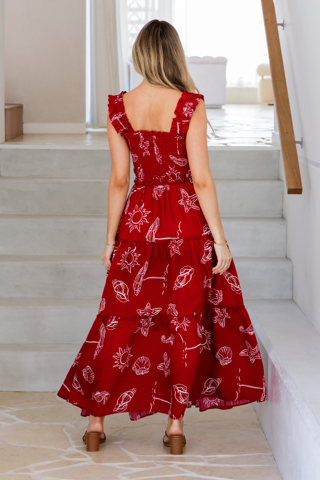 Darcey Maxi Dress Oceanside Print Red