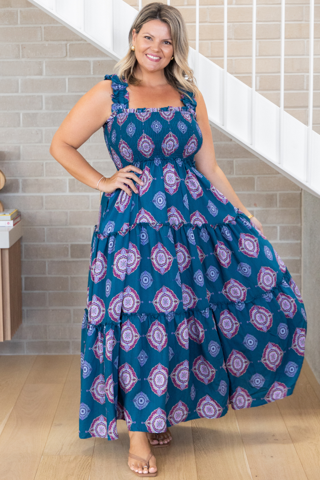 Darcey Maxi Dress Zara Print Teal