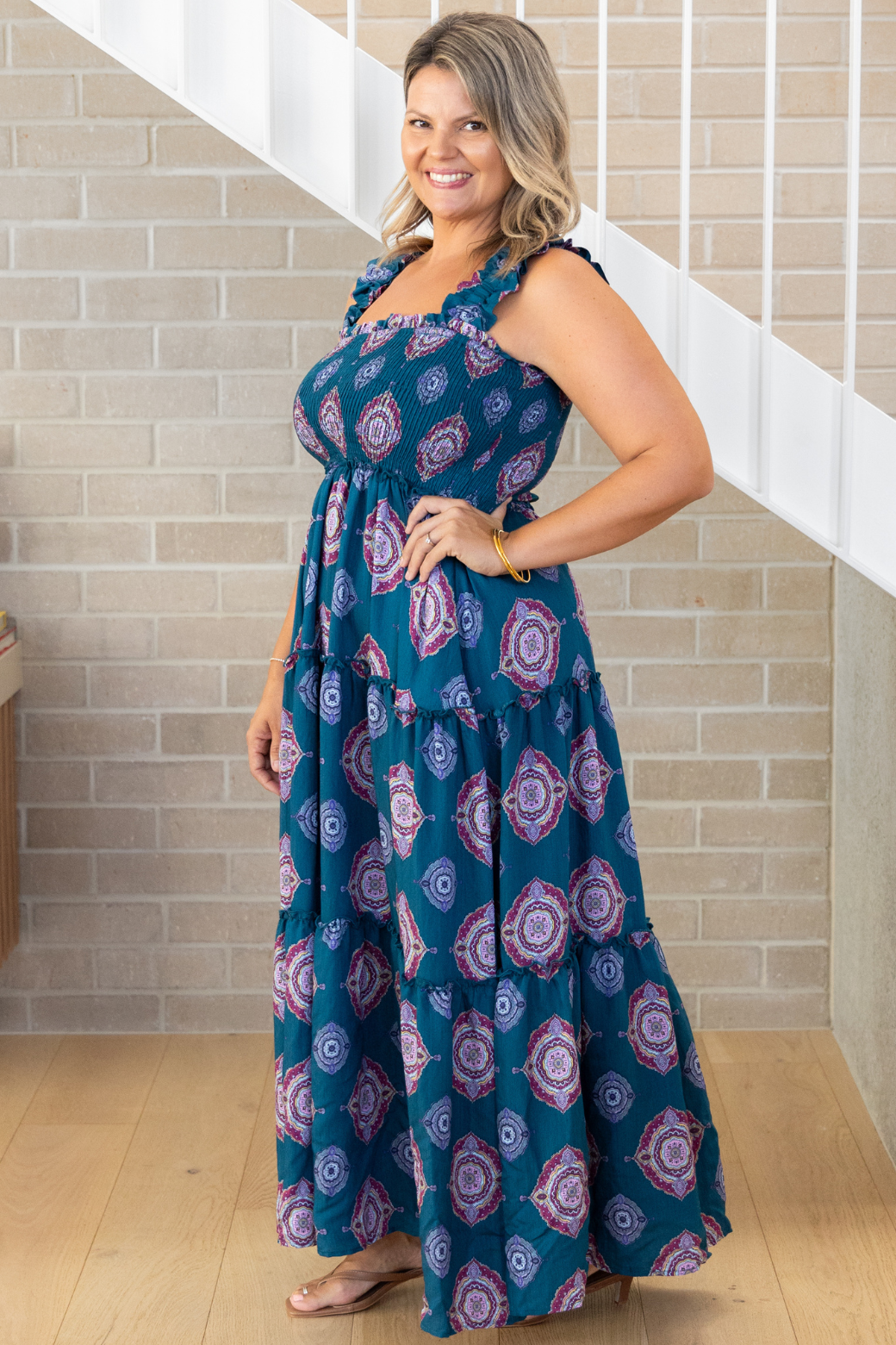 Darcey Maxi Dress Zara Print Teal