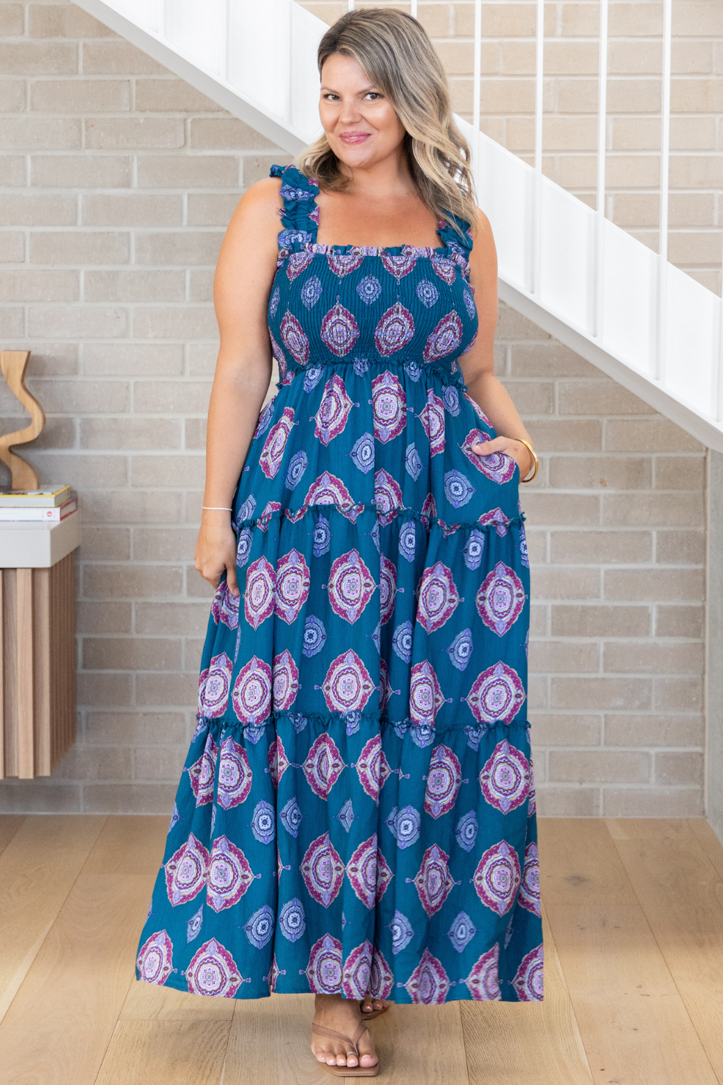 Darcey Maxi Dress Zara Print Teal