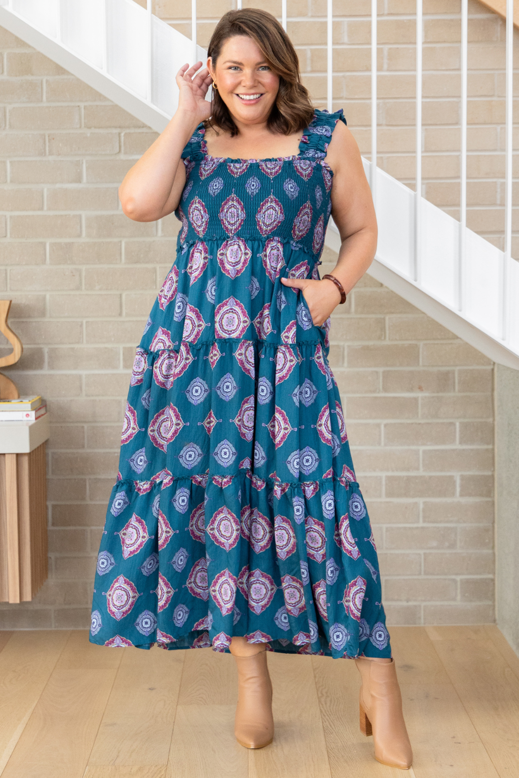Darcey Maxi Dress Zara Print Teal