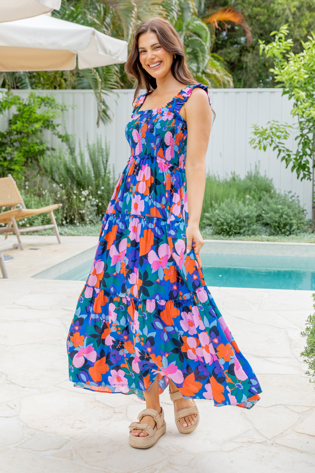 Darcey Shirred Maxi Dress Margarita Floral