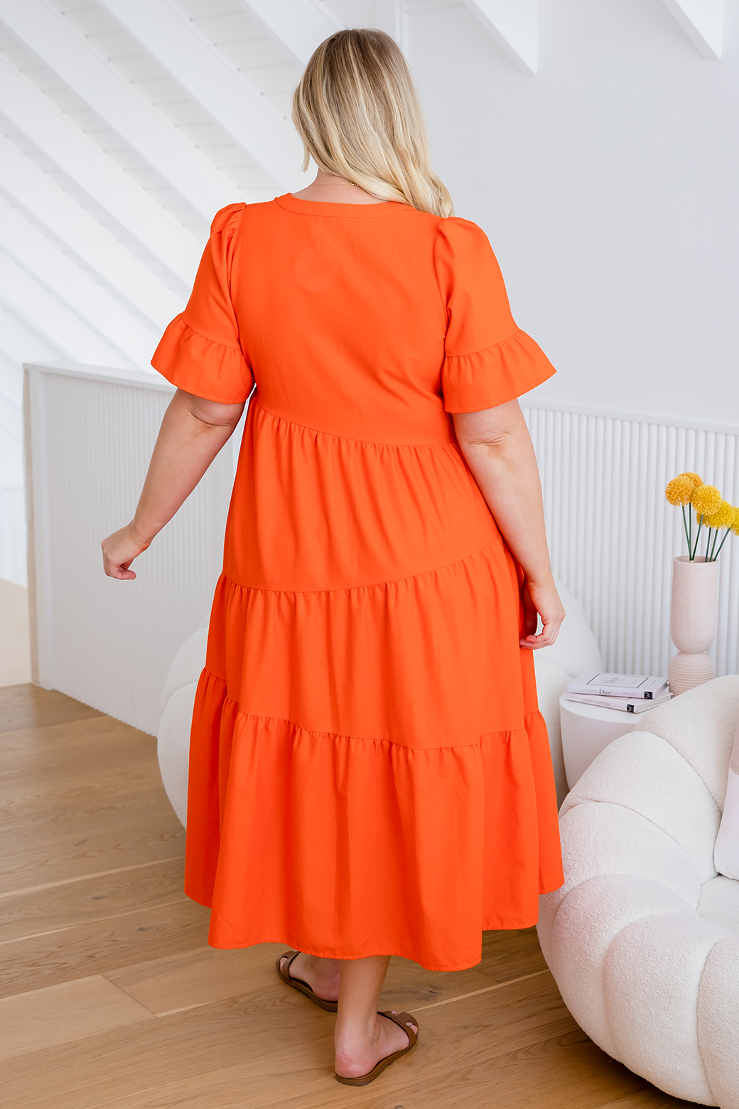 Della Midi Dress Sunset Orange | Orange Sherbet – Orange Sherbet Boutique