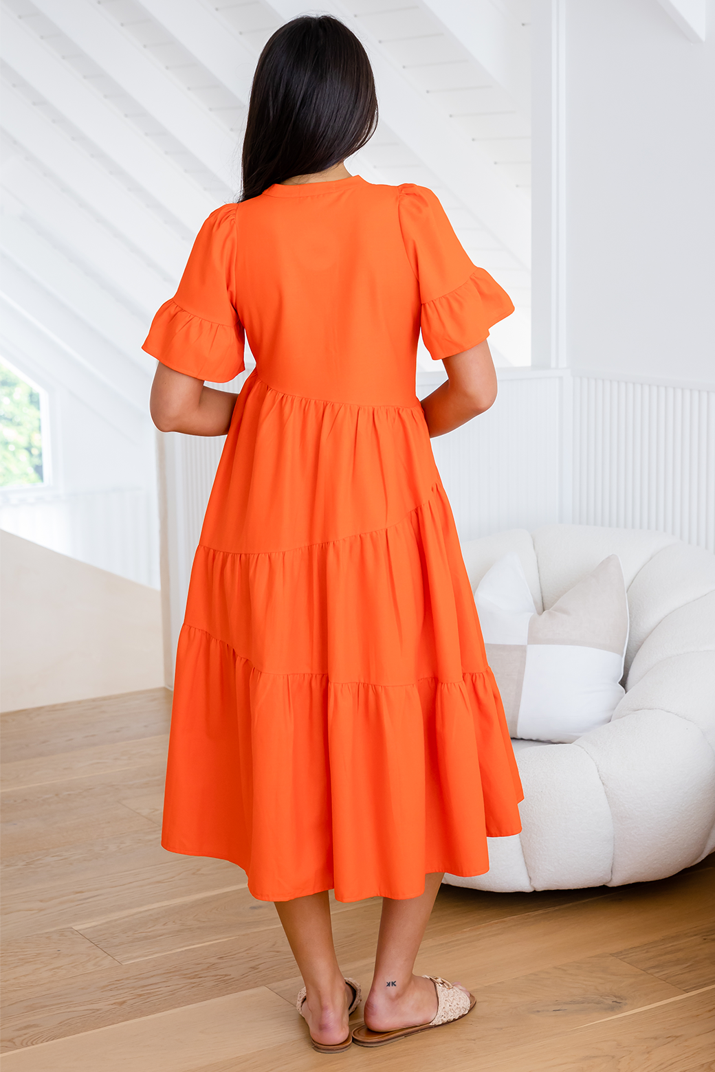 Della Midi Dress Sunset Orange | Orange Sherbet – Orange Sherbet Boutique