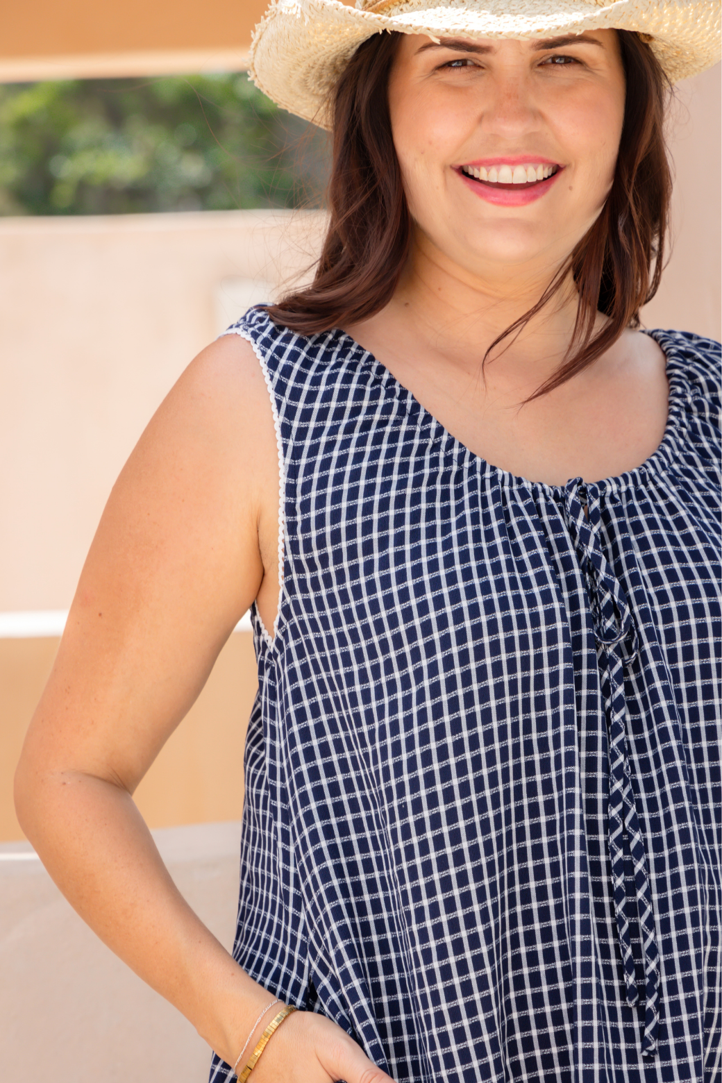 Dixie Babydoll Dress Navy Check
