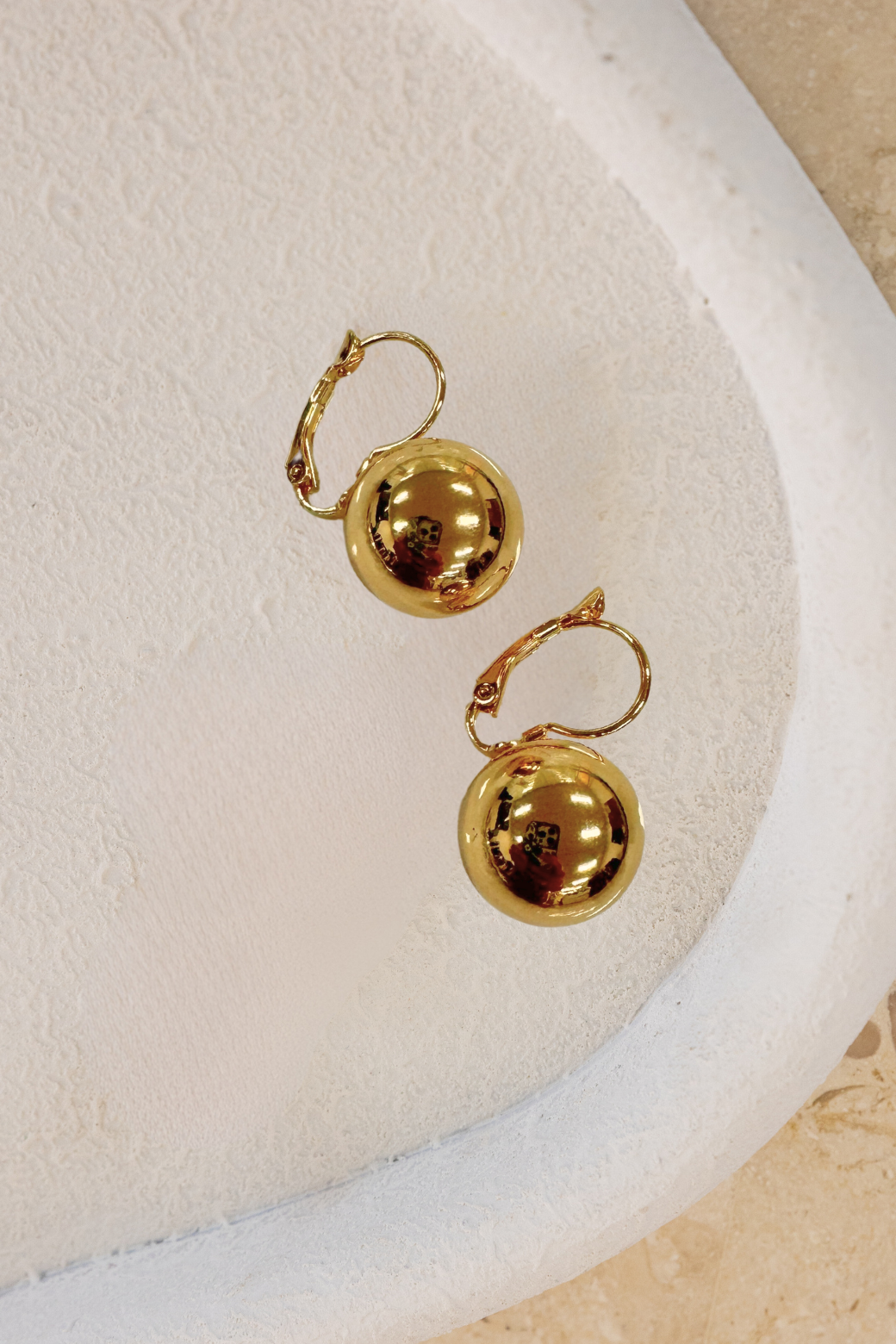 Orange Sherbet Drop Ball Earrings Gold