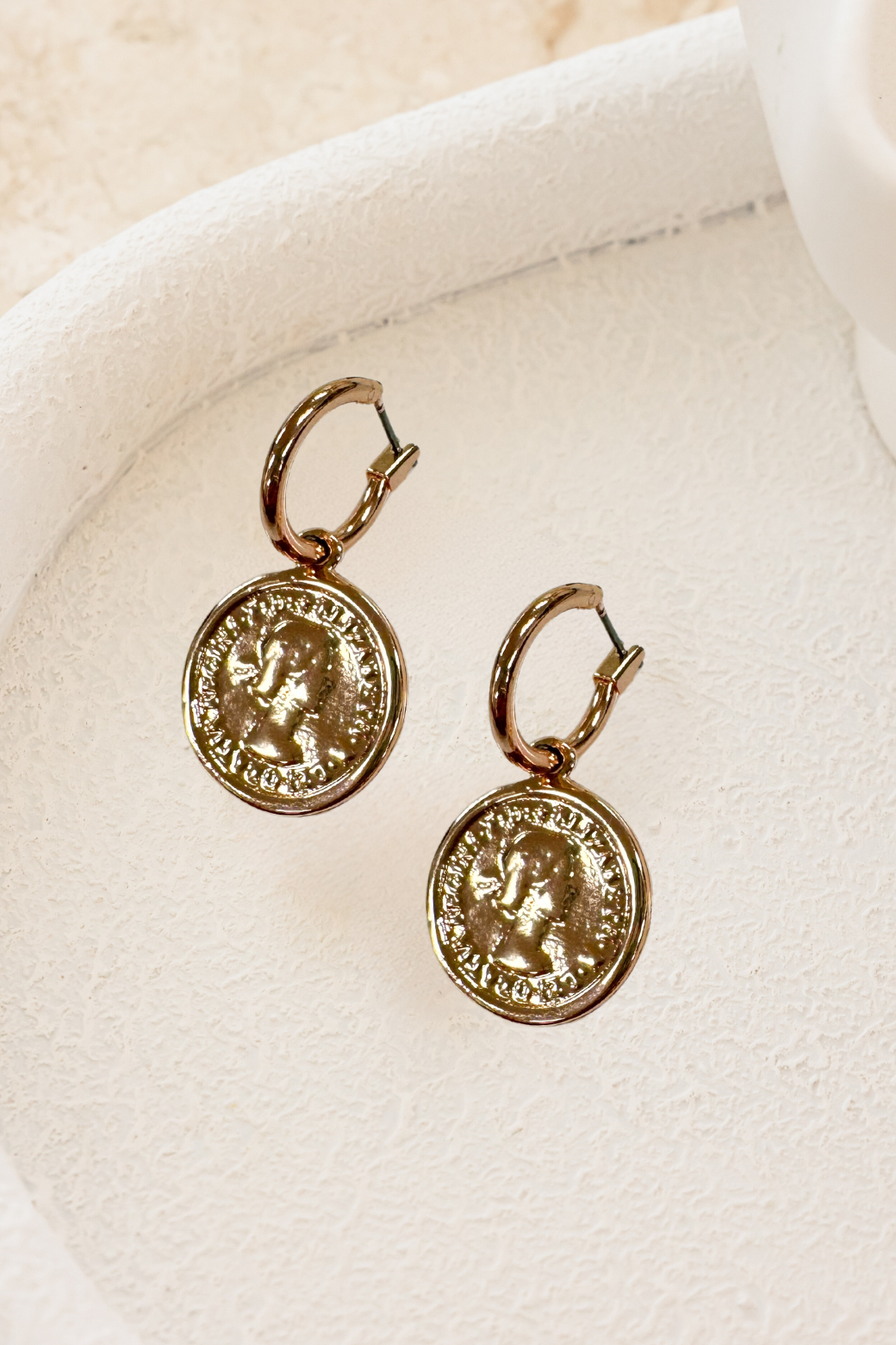 Orange Sherbet Coin Drop Hoop Small Rose Gold