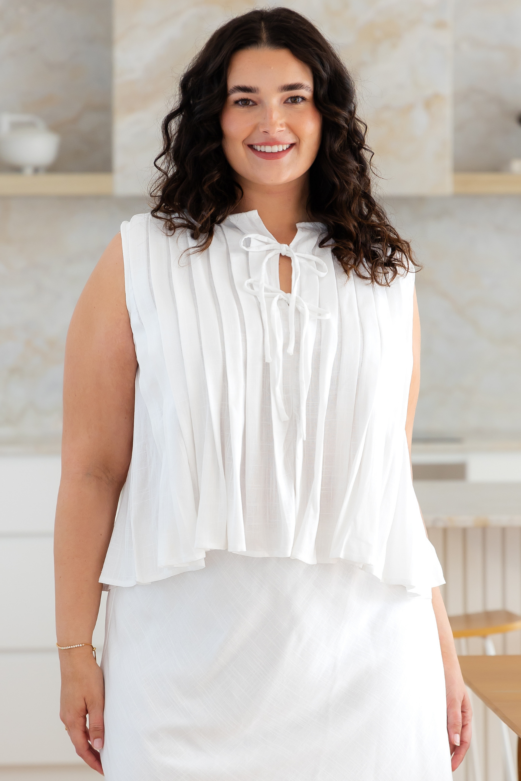 Edeline Pleated Top White
