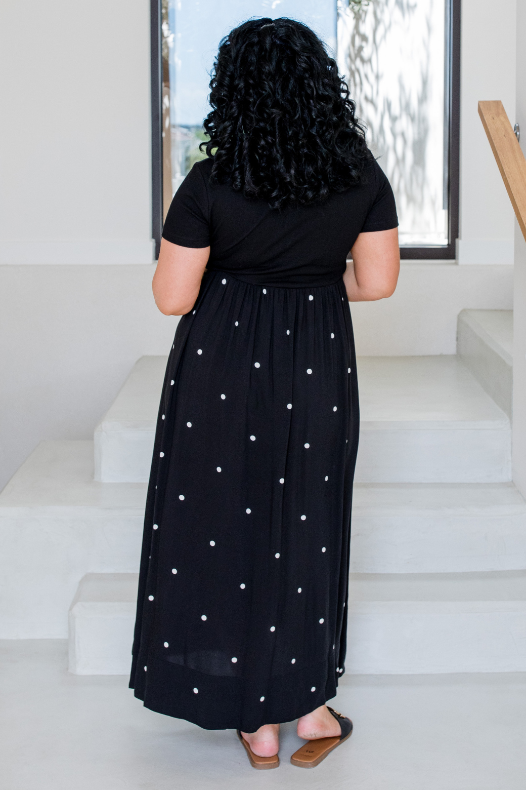 Elka T-Shirt Midi Dress Black White Mini Spot – Orange Sherbet Boutique