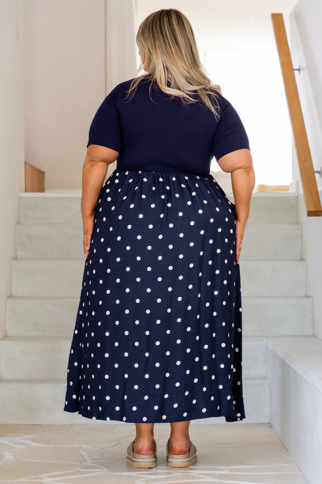 Elka T-Shirt Midi Dress Navy Spot