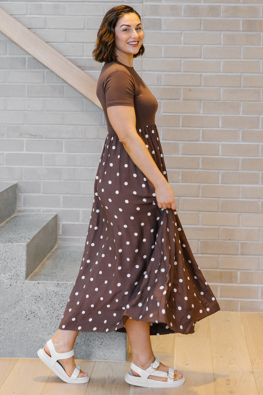 Elka T-shirt Midi Dress Choc Spot