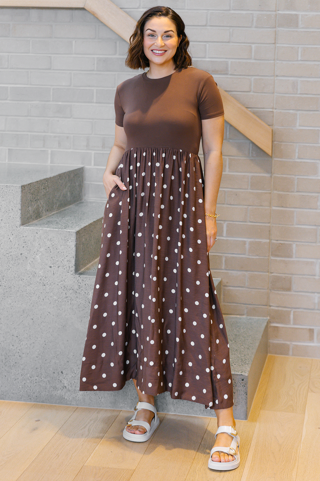 Elka T-shirt Midi Dress Choc Spot