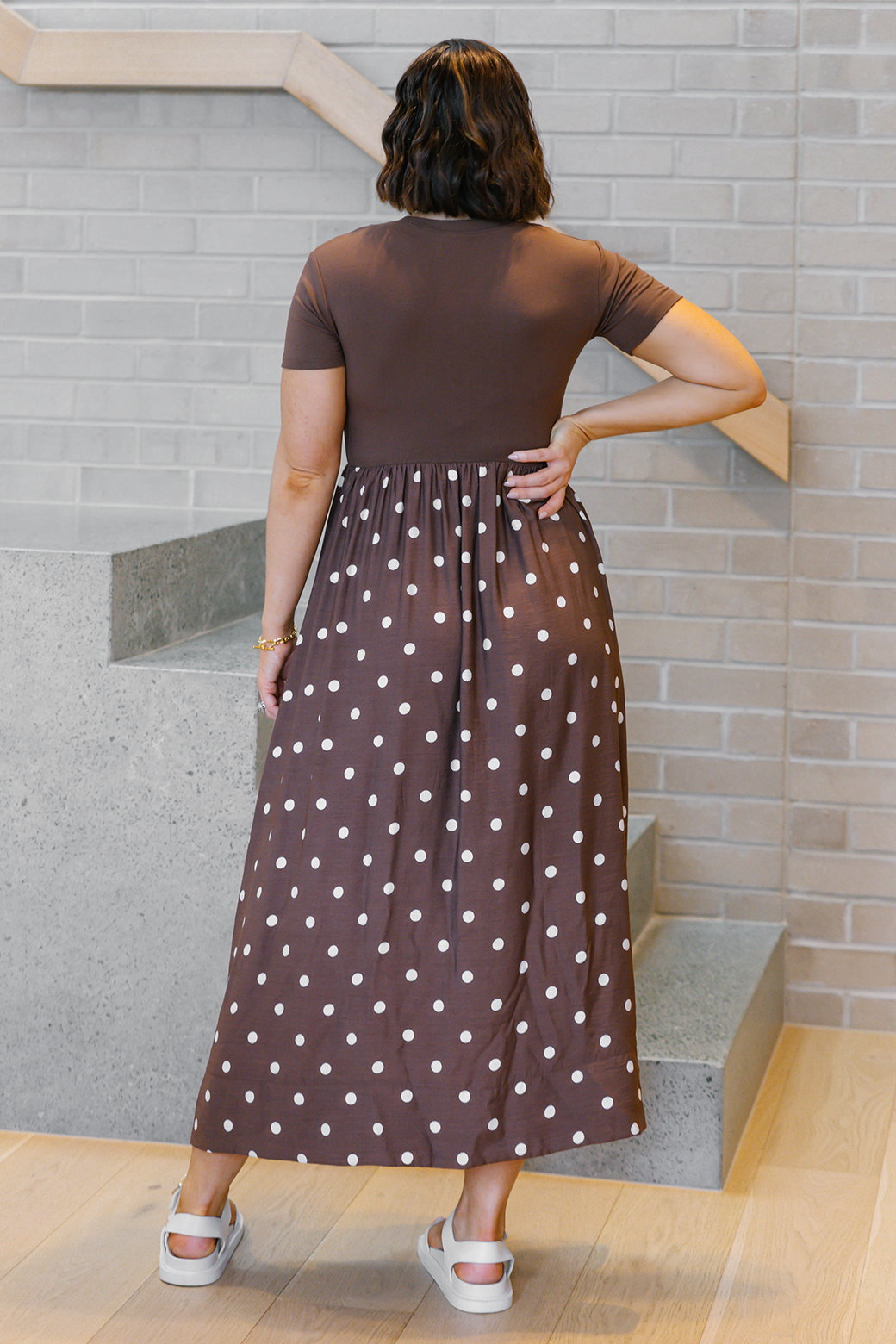 Elka T-shirt Midi Dress Choc Spot