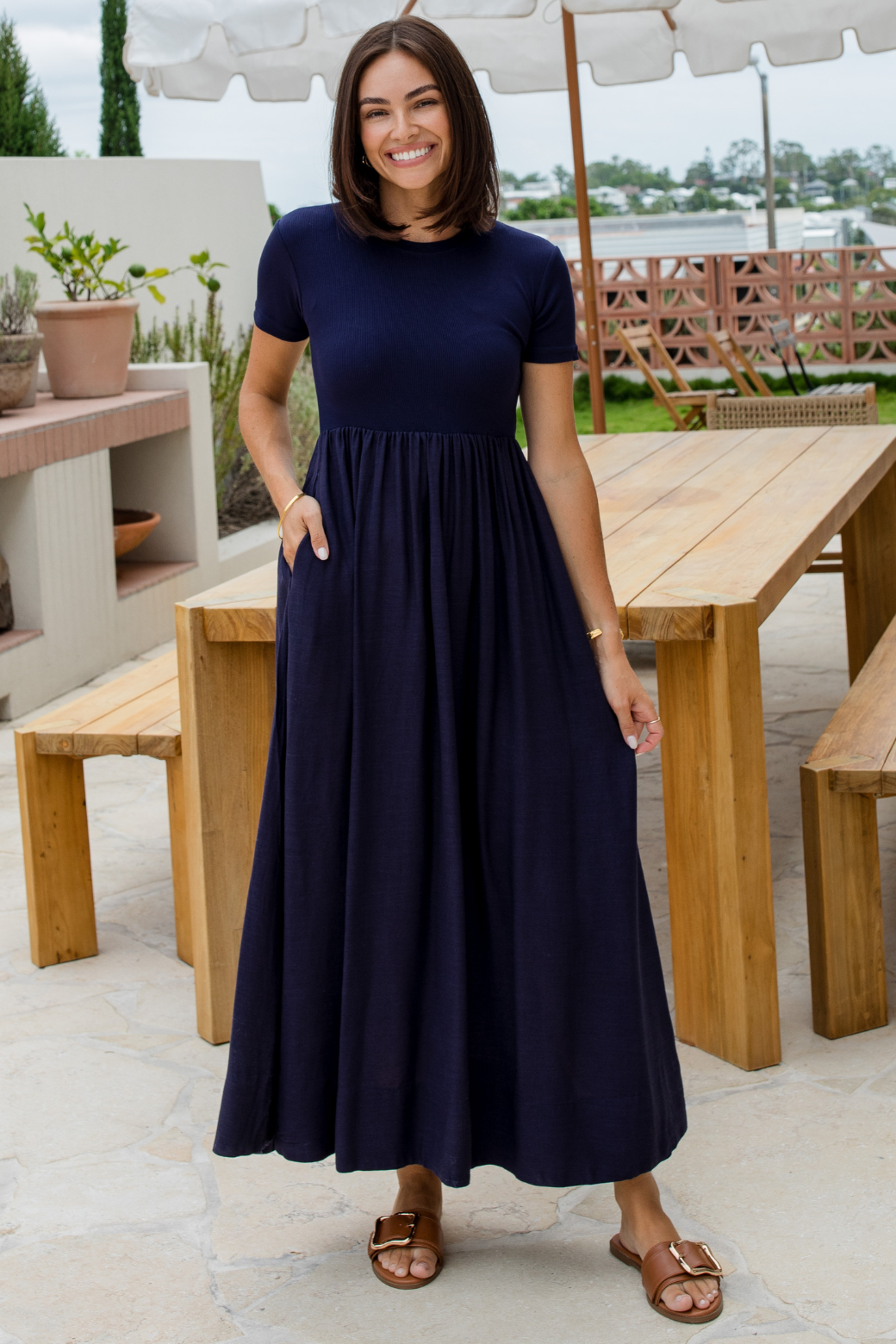 Elka T-shirt Midi Dress Navy